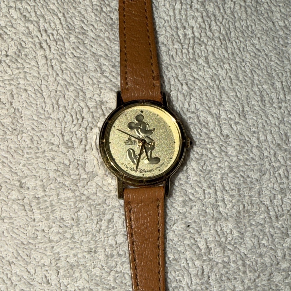 LORUS QUARTZ MICKEY MOUSE WATCH WALT DISNEY COMPANY GOLD FACE VINTAGE